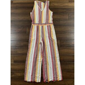 Drew Women's Size‎ Medium Orange Yellow Stripe Sleeveless Jumpsuit